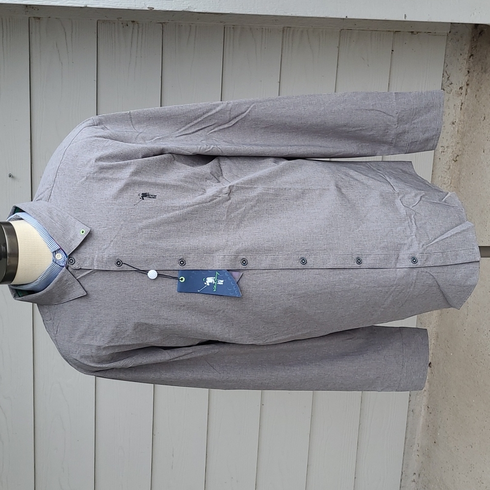 WILLIAM MURRAY Golf Classic Solid Grey Blend Mens Sz XXL Long Sleeve Shirt NEW